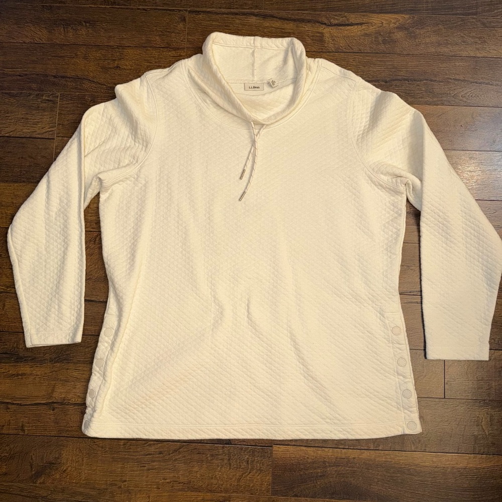 L.L.Bean SoftLight Quilted Funnelneck Pullover Tunic Sweatshirt